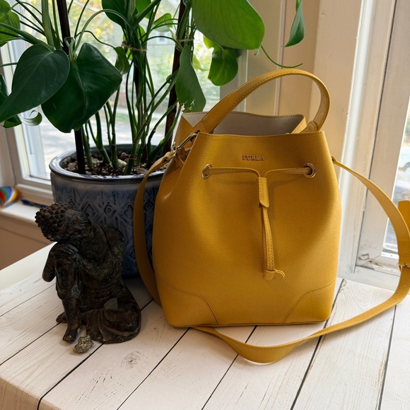 Furla Handbags - FURLA | Yellow Stacy S Bucket Bag with Detachable Pouch